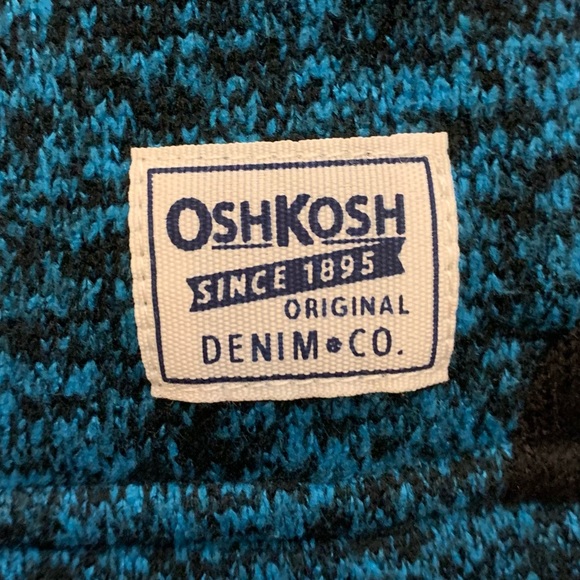 TODDLER BOYS' OSHKOSH BLACK AND TEAL ZIP FRONT PULLOVER FLEECE SWEATER SIZE 4T - Picture 4 of 5